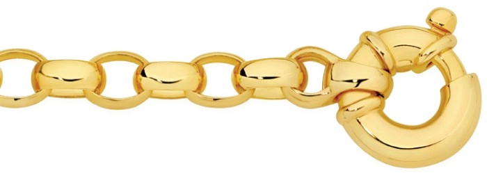 9ct Gold 19cm Solid Belcher Bolt Ring Bracelet