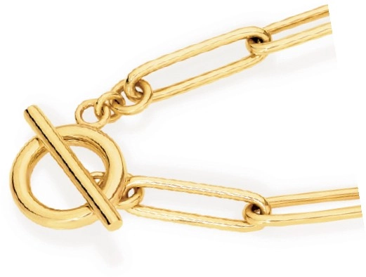 9ct Gold 19cm Solid Paperclip Fob Bracelet