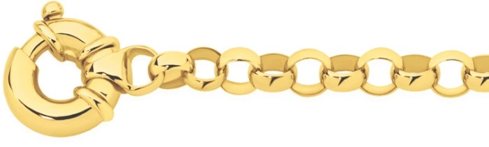 9ct Gold 19cm Solid Round Belcher Bolt Ring Bracelet