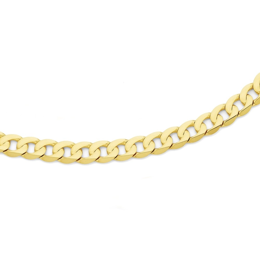 9ct Gold 55cm Solid Bevelled Close Curb Gents Chain