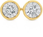 9ct Gold Diamond Bezel Stud Earrings