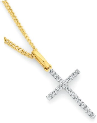 9ct Gold Diamond Cross Pendant