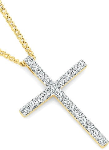 9ct Gold Diamond Cross Pendant