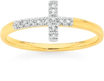 9ct Gold Diamond Cross Ring