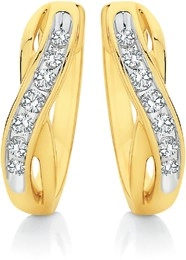 9ct Gold Diamond Crossover Huggie Earrings