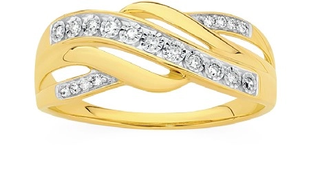 9ct Gold Diamond Crossover Ring