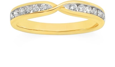 9ct Gold Diamond Curved Band