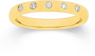 9ct Gold Diamond Hammer Set Band