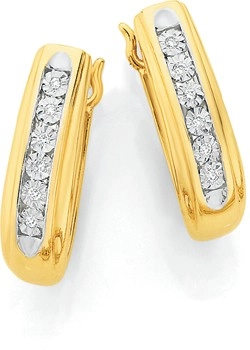 9ct Gold Diamond Hoop Earrings