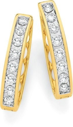 9ct Gold Diamond Huggie Earrings