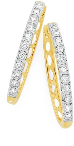 9ct Gold Diamond Large Huggie Earrings