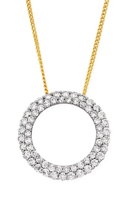 9ct Gold Diamond Pave Circle Pendant