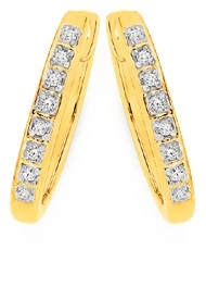 9ct Gold Diamond Pave Huggie Earrings