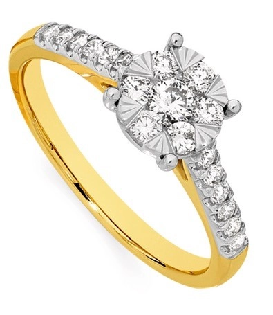 9ct Gold Diamond Round Cluster Ring