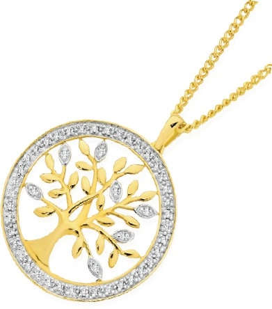 9ct Gold Diamond Tree of Life Pendant