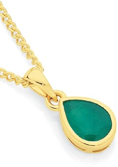 9ct Gold Natural Emerald Pendant