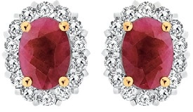 9ct Gold Natural Ruby & .50ct Diamond Earrings