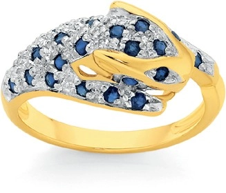 9ct Gold Sapphire & Diamond Leopard Ring