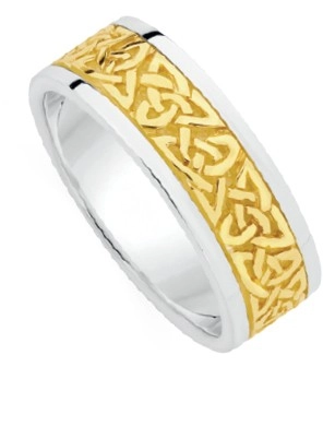 9ct Gold & Silver Celtic Pattern Gents Ring