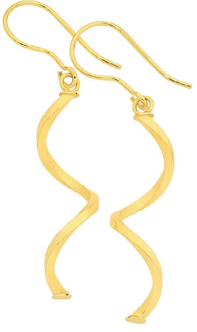 9ct Gold Twist Drop Earrings