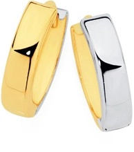 9ct Gold Two Tone 10mm Huggie Earrings