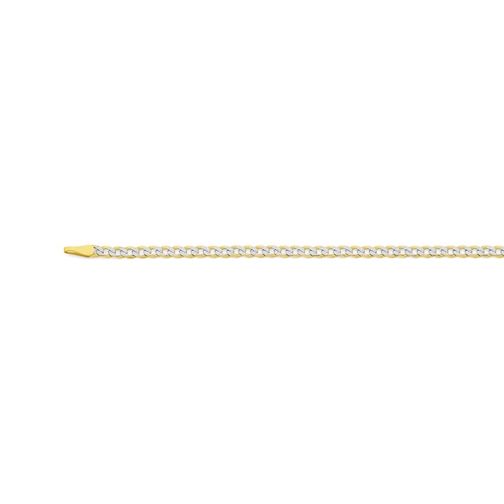 9ct Gold Two Tone 45cm Solid Diamond-Cut Curb Chain