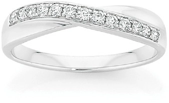 9ct White Gold Diamond Crossover Band