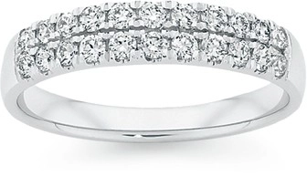 9ct White Gold Diamond Double Row Band