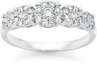 9ct White Gold Diamond Five Cluster Ring