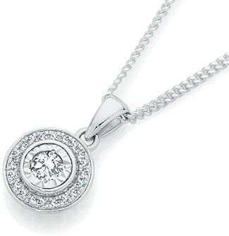 9ct White Gold Diamond Halo Pendant