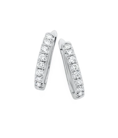 9ct White Gold Diamond Huggie Earrings