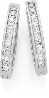 9ct White Gold Diamond Huggie Earrings