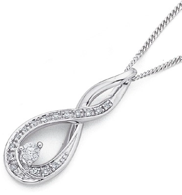 9ct White Gold Diamond Infinity Pendant