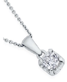 9ct White Gold Diamond Solitaire Pendant