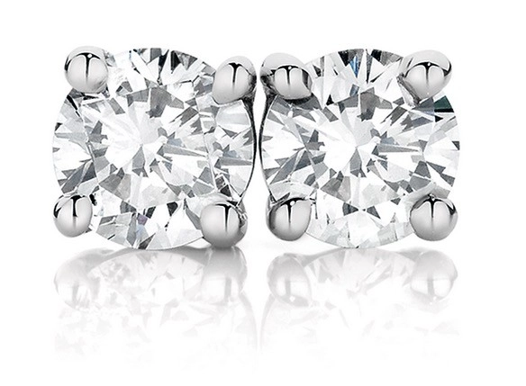 9ct White Gold Diamond Stud Earrings