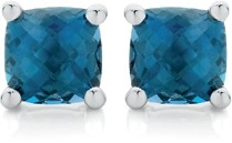 9ct White Gold London Blue Topaz Stud Earrings