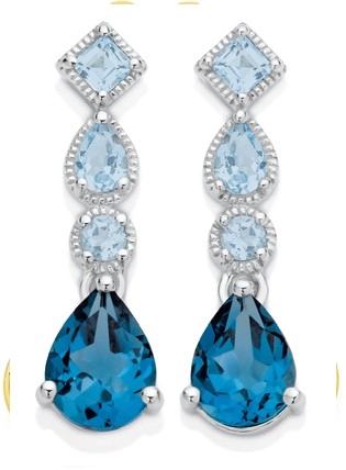 9ct White Gold London Sky Blue Topaz Earrings