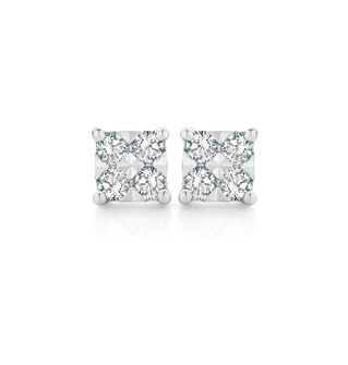 9ct Yellow Gold Diamond Square Look Stud Earrings