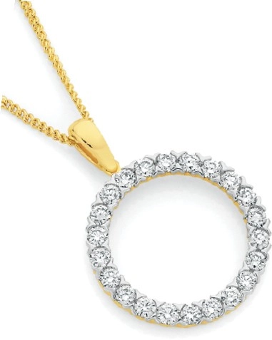 Alora 10ct Gold 1 Carat TW Lab Grown Diamond Circle Pendant