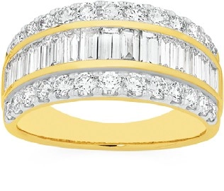 Alora 10ct Gold 2 Carats TW Lab Grown Diamond Three Row Dress Band