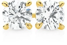 Alora 14ct Gold 1 1/2 Carats TW Lab Grown Diamond 4 Claw Stud Earrings