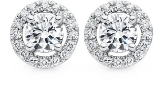 Alora 14ct White Gold 3/4 Carat TW Lab Grown Diamond Halo Earrings