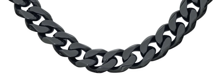 M+Y Stainless Steel Black 55cm Curb Gents Chain