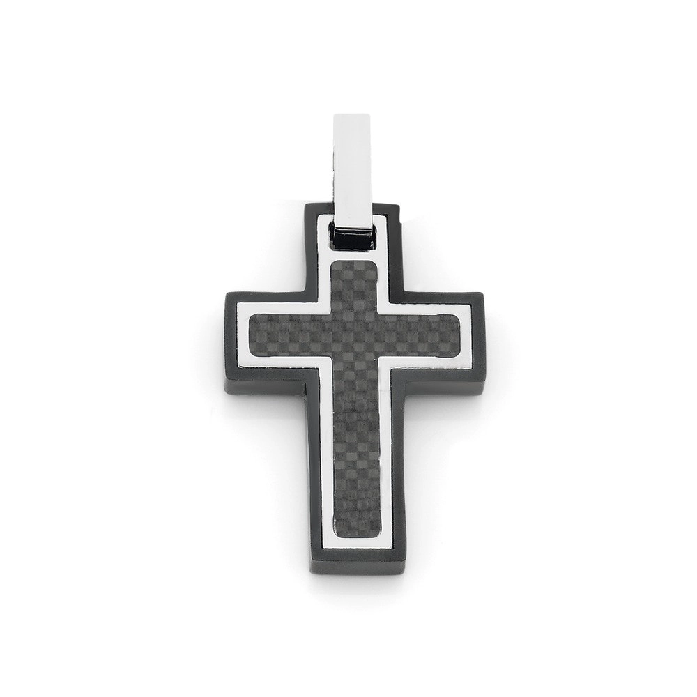 M+Y Stainless Steel Carbon Fibre Cross Gents Pendant