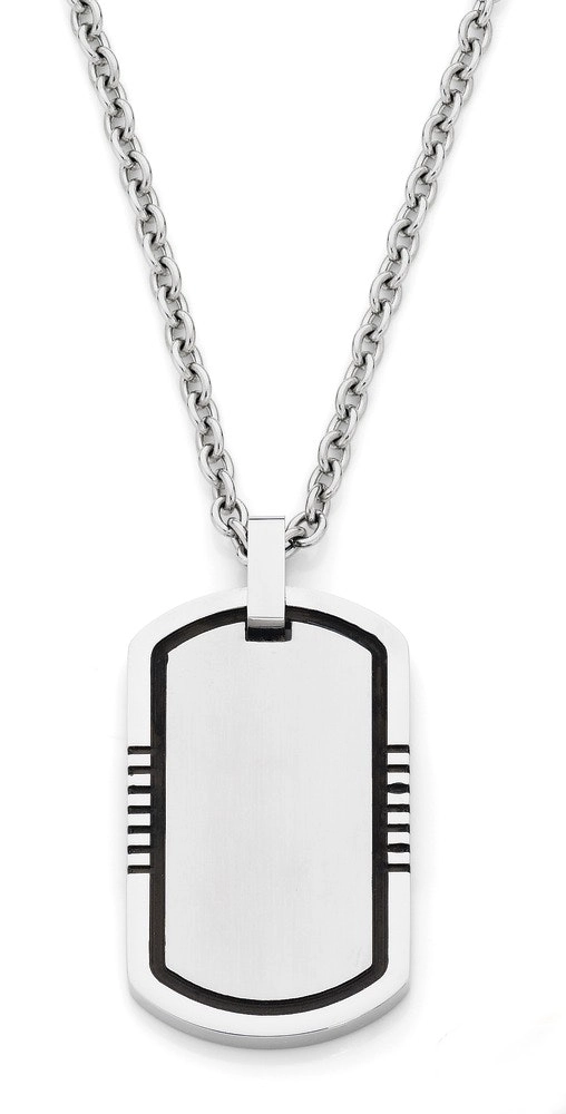 M+Y Stainless Steel Polish & Matte Lines On Border Gents Dogtag