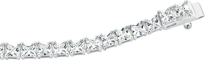 Sterling Silver 19cm 3mm Square Cubic Zirconia Tennis Bracelet