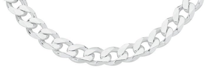 Sterling Silver 55cm Solid Bevelled Curb Gents Chain