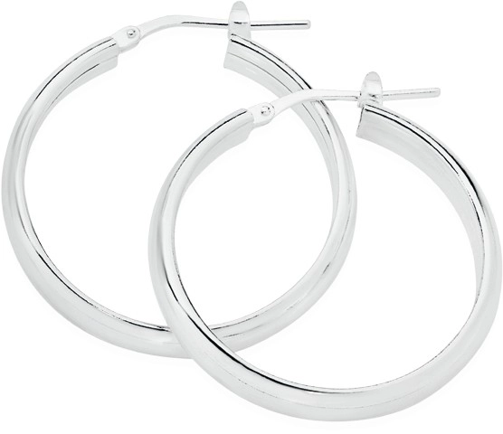 Sterling Silver 5x25mm Polished Round Hoop Earrings