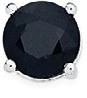 Sterling Silver 6mm Round Black Sapphire Clawset Single Gents Stud Earring