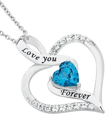 Sterling Silver Created Blue Topaz and Cubic Zirconia Twist Heart Pendant Blue